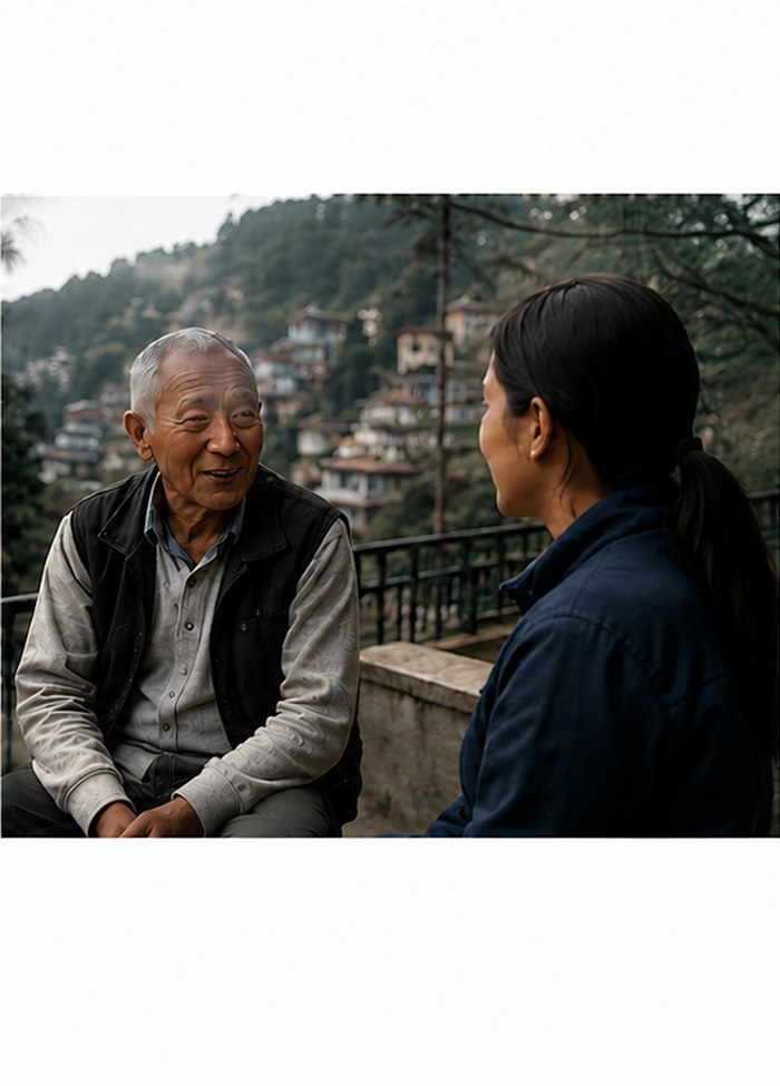 Échange intergénérationnel, Himalaya oriental — photographie d'illustration